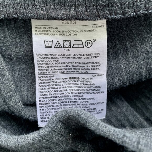 GAP Ribbed Stretch Cotton ribbon-trim leggings Charcoal Heather XL - Picture 5 of 6